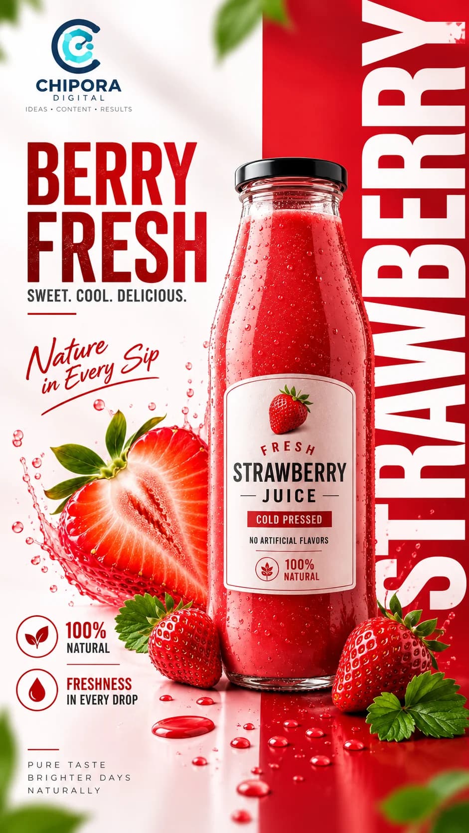 Social media design for a juice product