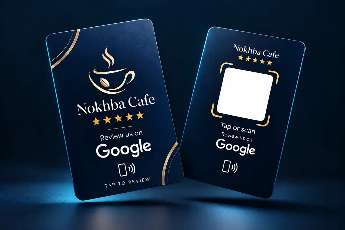 نموذج كارت ذكي مطبوع على الوجهين مع أيقونة اللمس ومكان كود QR